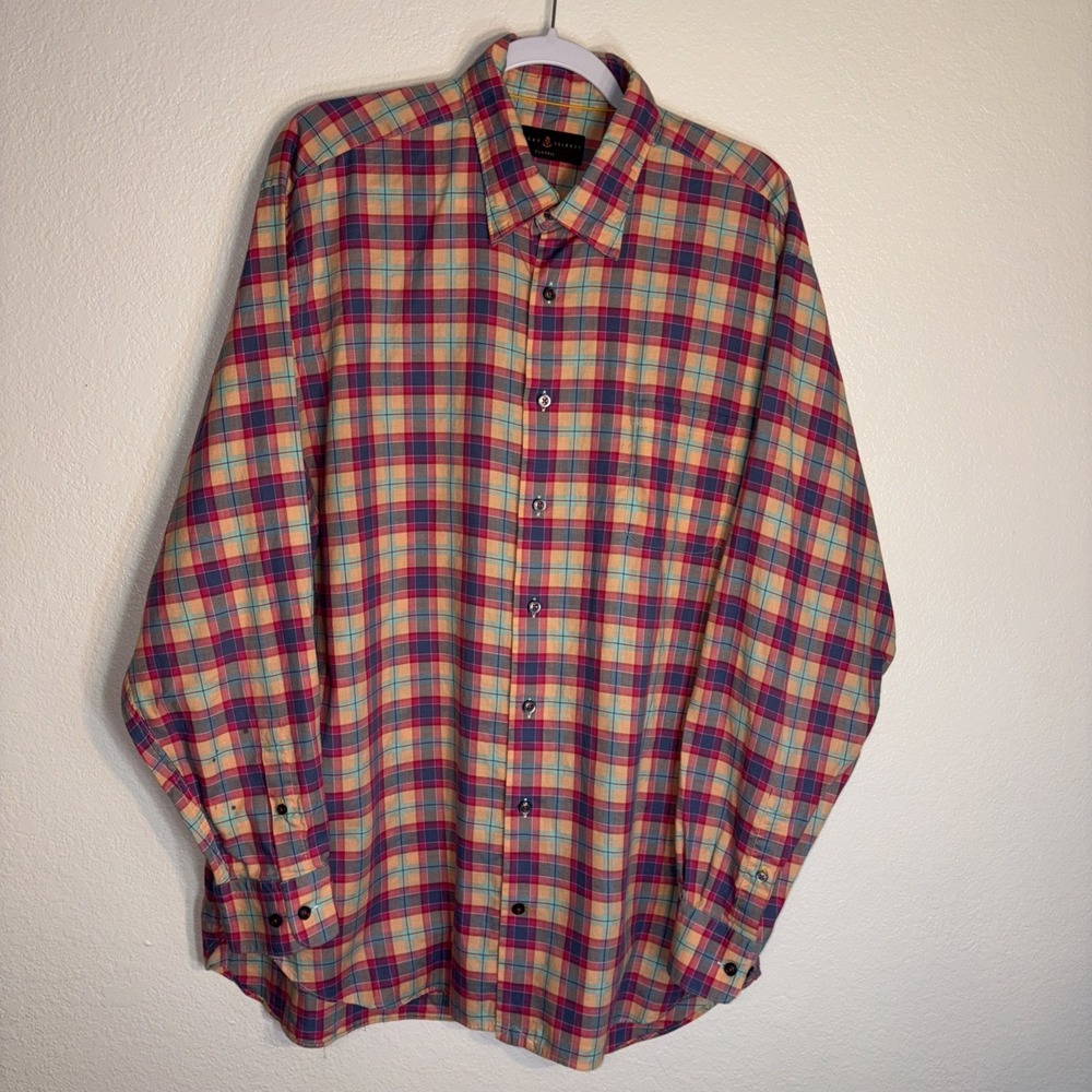 Robert Talbott Men's Plaid Check Long Sleeve Button Down Shirt Size XL